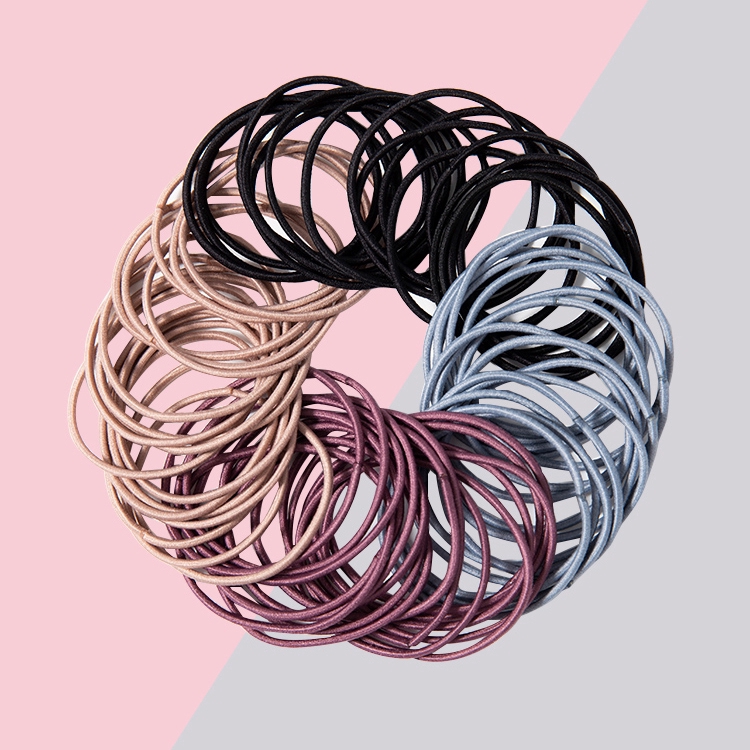 Bộ 100 Dây Buộc Thun Tóc Nhiều Màu Đáng Yêu Cho Bé Gái