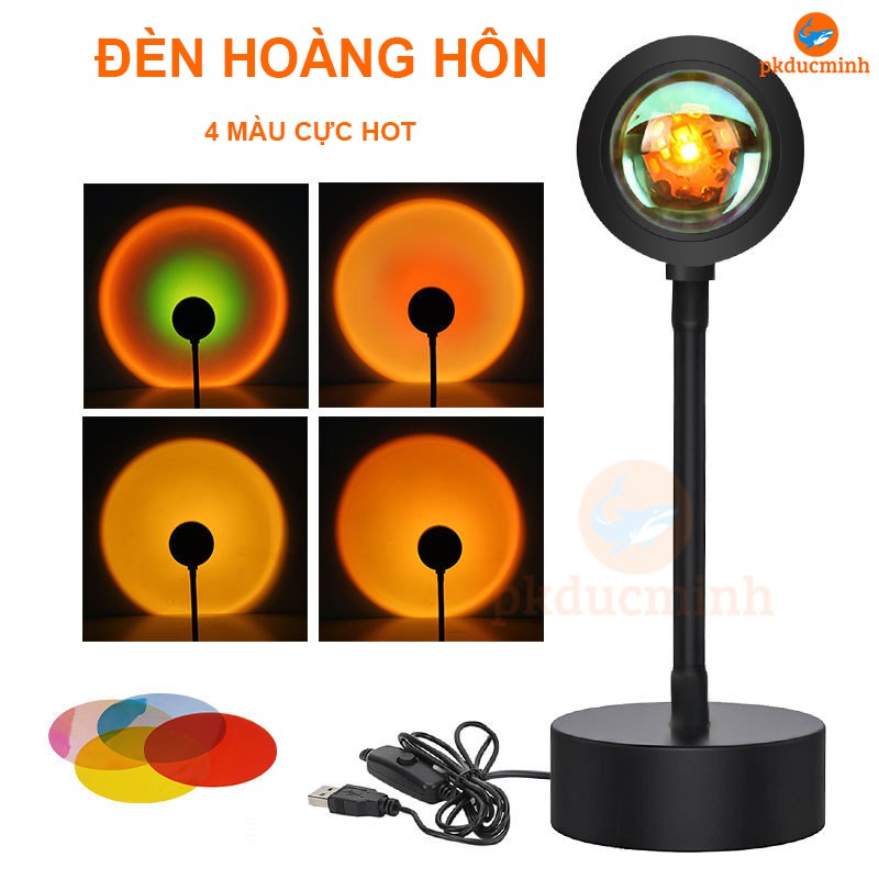 Đèn hoàng hôn Sunset quay Tiktok loại 4 MÀU có decal chuyển đổi màu hoàng hôn,mặt trời,cầu vồng ảo diệu,chụp ảnh sống ảo