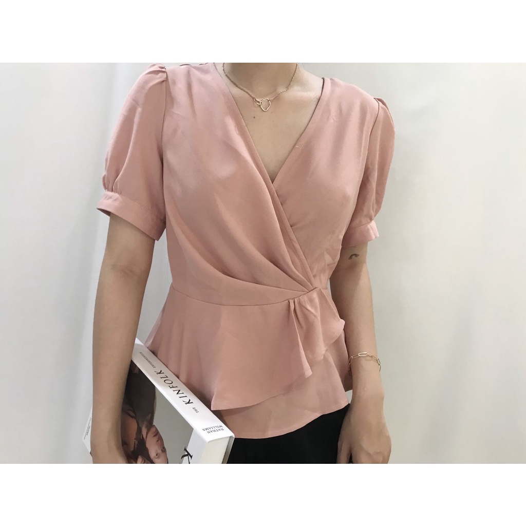 Áo Sơ Mi Nữ BERSHKA Nhún Eo Peplum VNXK