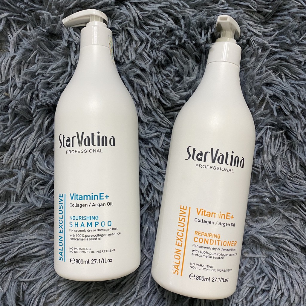 Dầu gội dưỡng sinh siêu tái tạo  StarVatina Collagen Argan Oil Vitamin E+ Shampoo 800ml ( New 2019 )