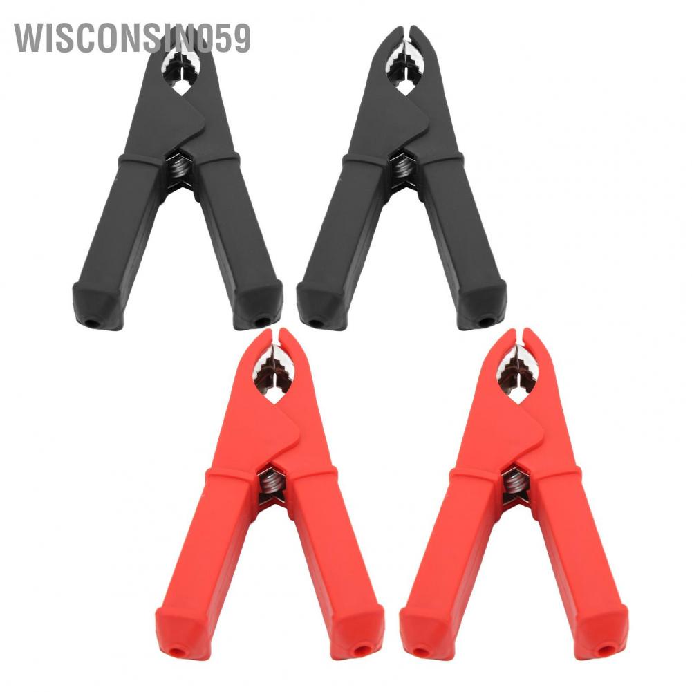 Wisconsin059 2 Pcs Insulated Clip 100mm All Copper Battery Electrical Test Insulation Spring Alligator