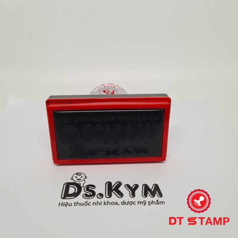 Con dấu logo EH3065 Dấu logo in lên giấy, hộp carton, túi nilon, cốc ly giấy. Kích thước 3*6.5cm