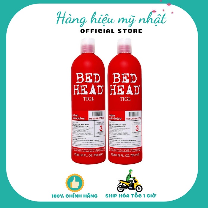 Dầu gội Tigi Bedhead 750ML - Cặp gội xả Tigi Đỏ phục hồi tóc hư tổn cấp độ 3, giảm gãy rụng