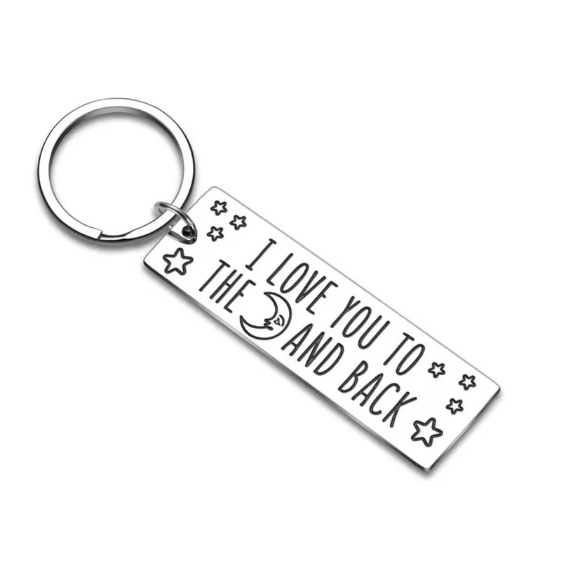 [Coisíní] Móc Khóa Thép Không Gỉ Mặt Dây Chuyền Quà Tặng Bạn Trai Bạn Gái I love you to the moon and back