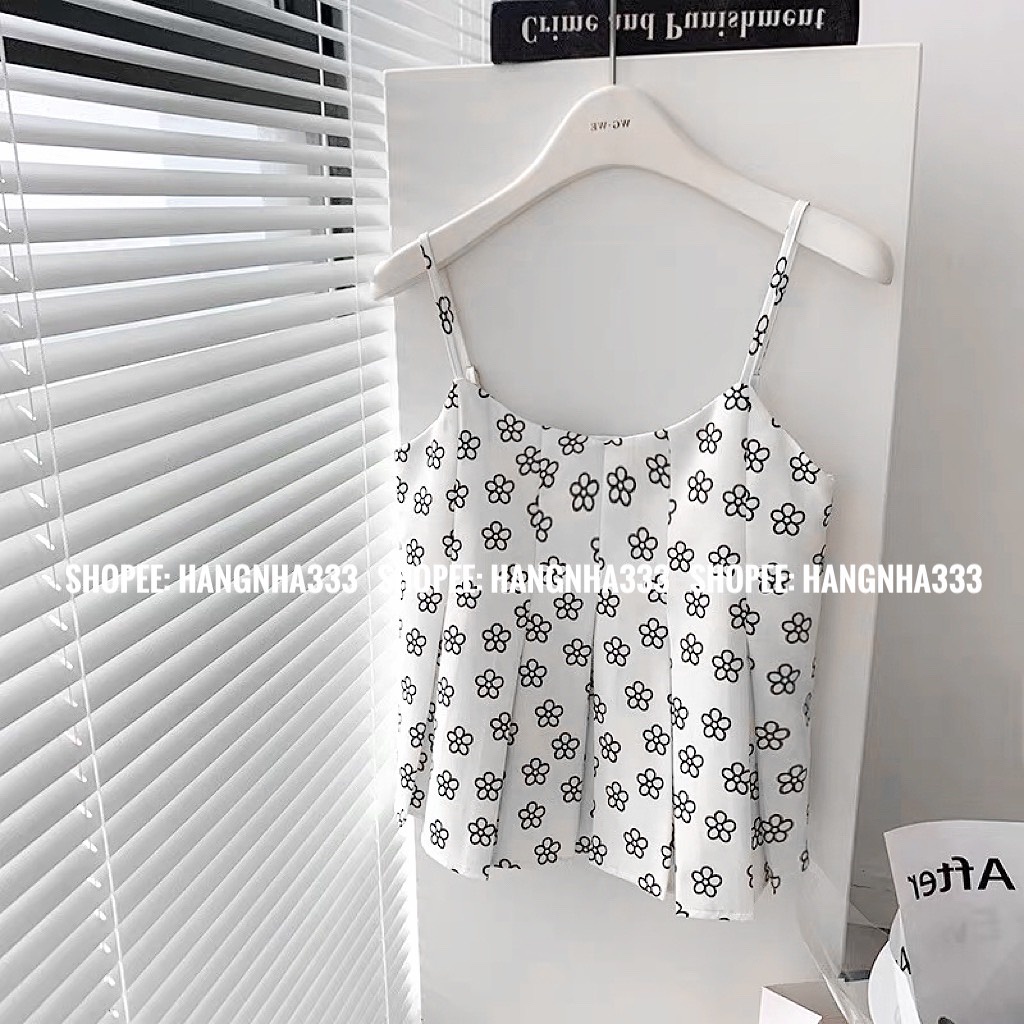 NEW || Set mặc nhà áo 2 dây form xòe kèm quần bí form ngắn cùng màu siêu xinh