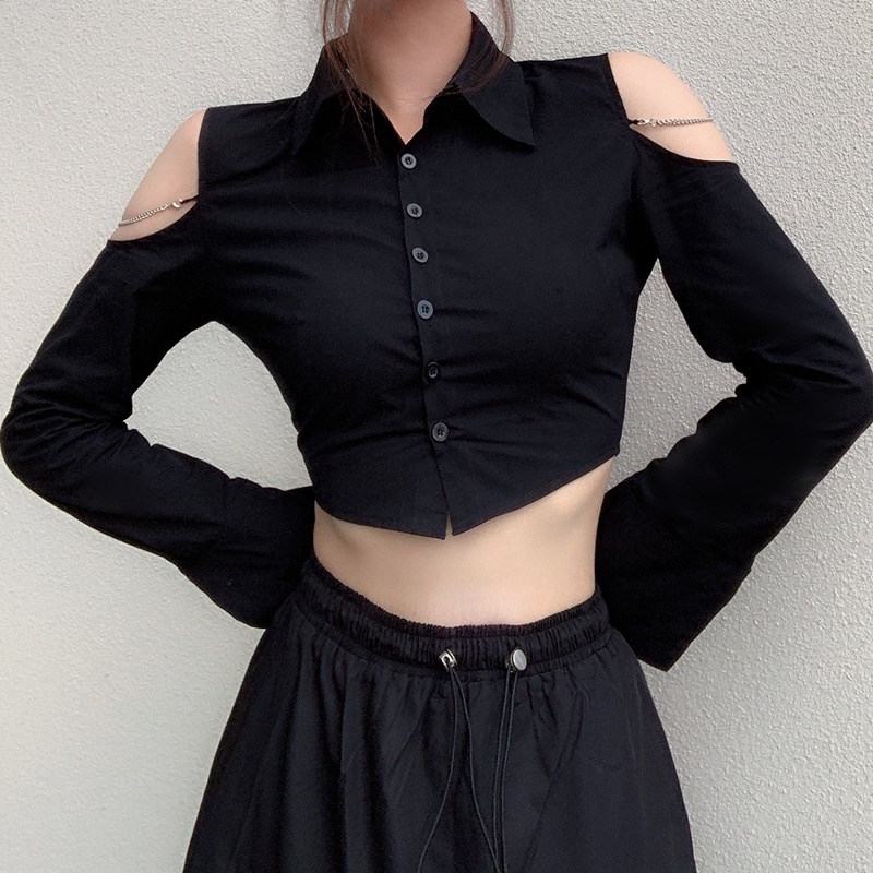 DUNEA Áo nữ dài tay cổ vuông thiết kế thắt dây thời trang