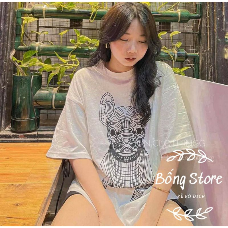 [Rẻ Vô Địch] Áo cotton tay lỡ Unisex mặc đôi ,nhóm , lớp------ Áo CHÓ IN 2 MẶT