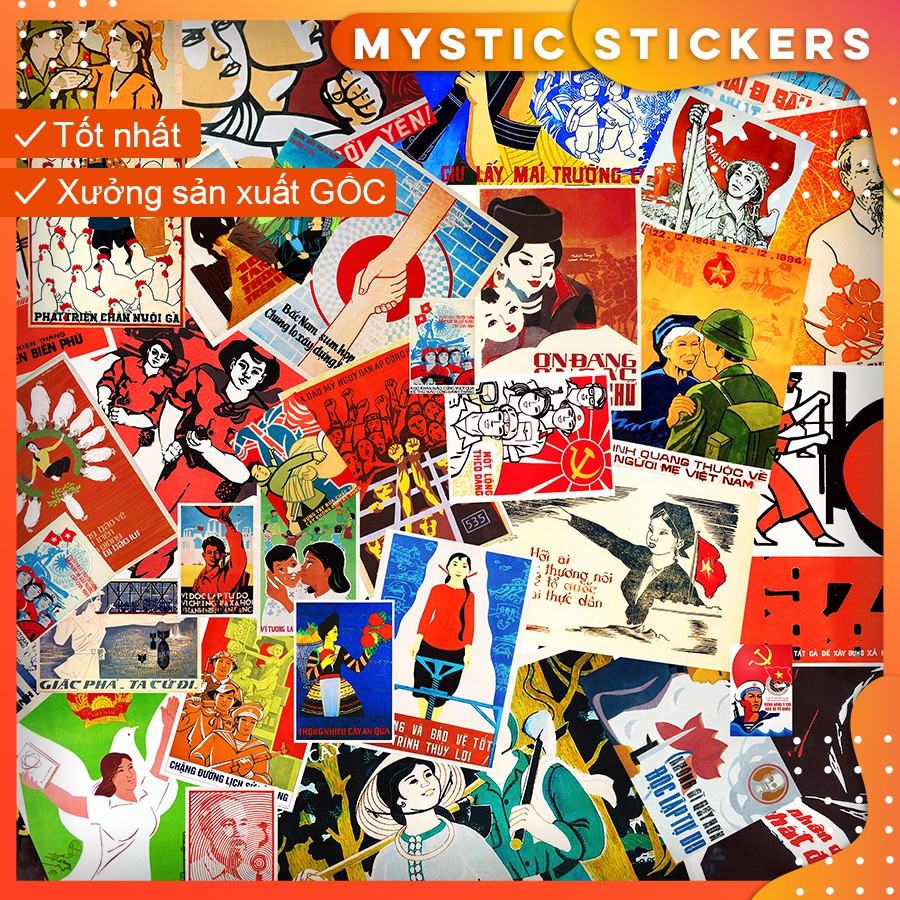 [TRANH CỔ ĐỘNG VN] 70 Sticker chống nước/ trang trí ,dán xe laptop mũ bảo hiểm vali...