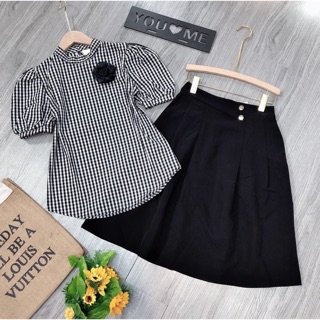 Set áo sơ mi và chân váy