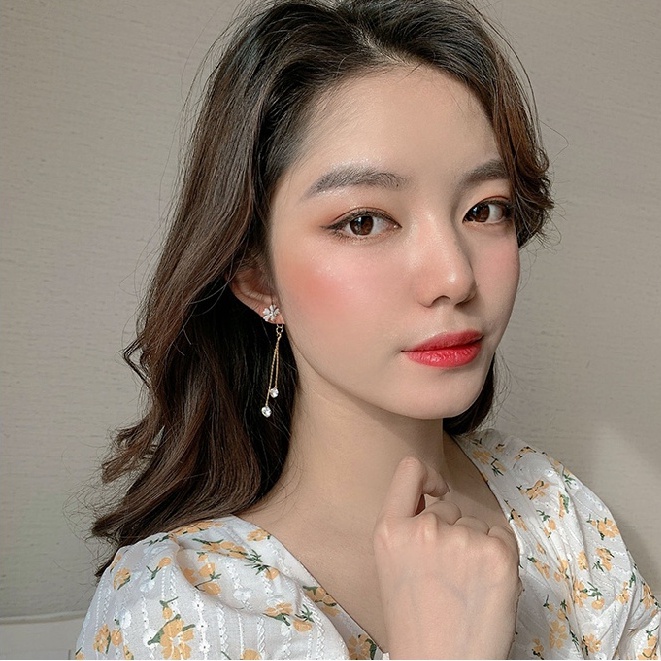 Khuyên tai hình bông hoa phối tua rua thời trang Hàn Quốc cho nữ