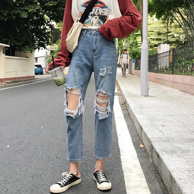 Quần jeans rách gối_ có ảnh thật