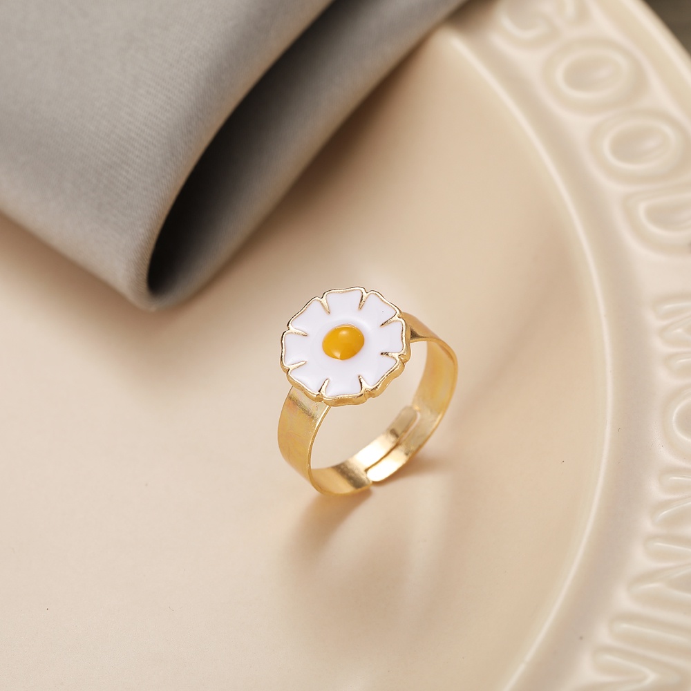 Nhẫn Smileday hình hoa tulip bằng hợp kim tráng men thời trang cho nữ