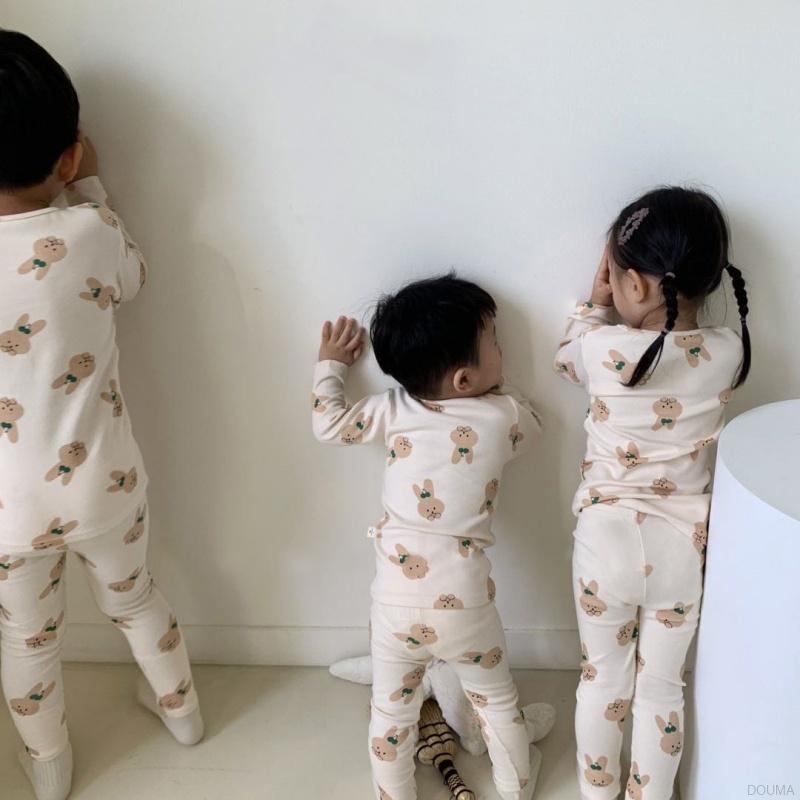 Bộ đồ ngủ mềm mại họa tiết hoạt hình dễ thương phong cách Hàn Quốc thoải mái cho bé