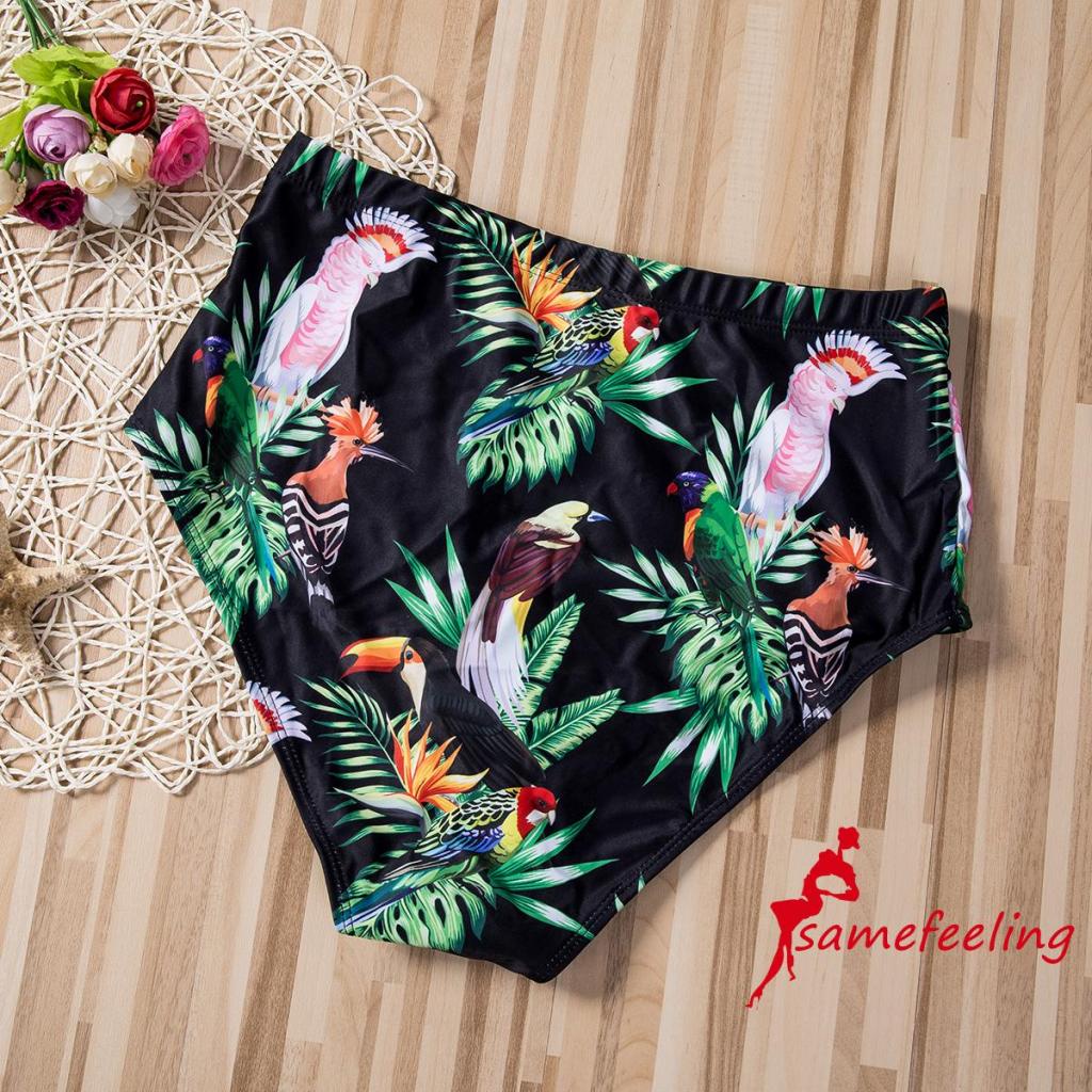 Sf♫Quần Bơi Lưng Cao Cỡ Lớn In Họa Tiết Màu Sắc Thời Trang Đi Biển Mùa Hè Cho Nữ
