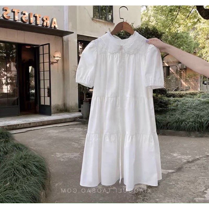 Vây babbydoll cổ ren trắng | BigBuy360 - bigbuy360.vn