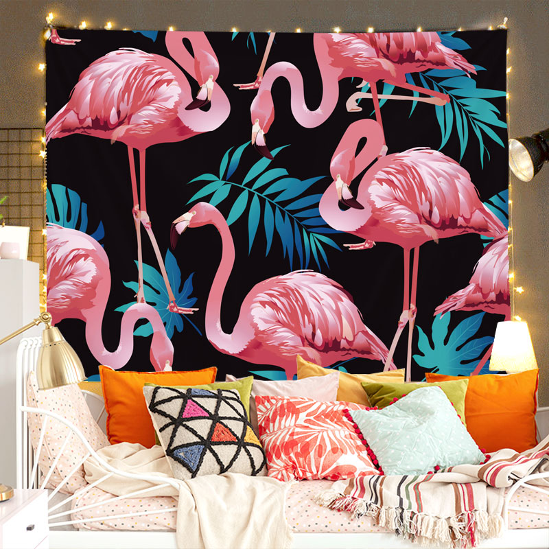 Nhà cây nhiệt đới lá xanh Flamingo phòng phòng ngủ trang trí thảm trang trí Bắc Âu ins vải treo tường nghệ thuật thảm trang trí nhà tranh tường khăn trải bàn treo tường J20