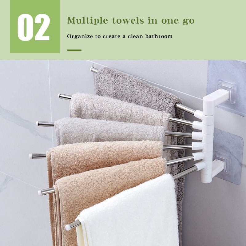 Giá phơi HOUSEEKER dành cho khăn tắm gắn tường tiện dụng thiết kế 4 nhánh