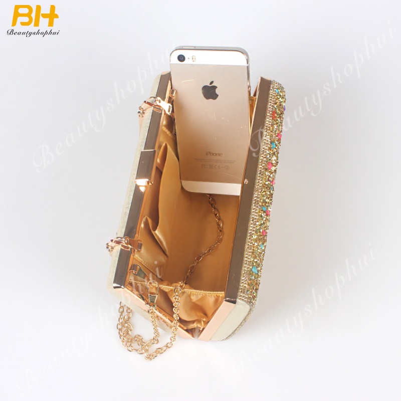 Ví Cầm Tay Đính Đá Kim Cương Lấp Lánh Nhiều Màu Sắc Di Động Cho Nữ