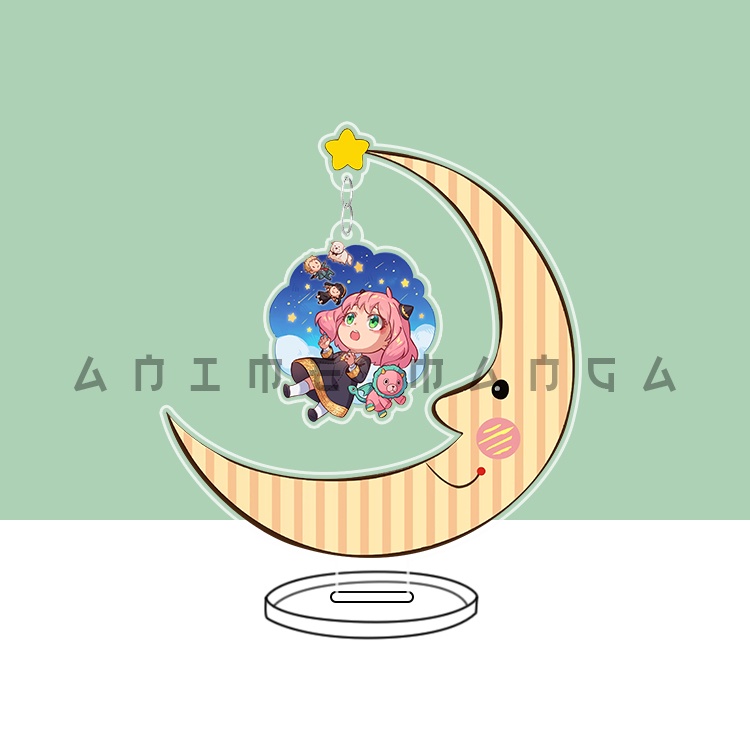 Mô hình standee anime anya forger spy x family mặt trăng kèm móc khoá chất liệu acrylic trang trí bàn học bàn làm việc