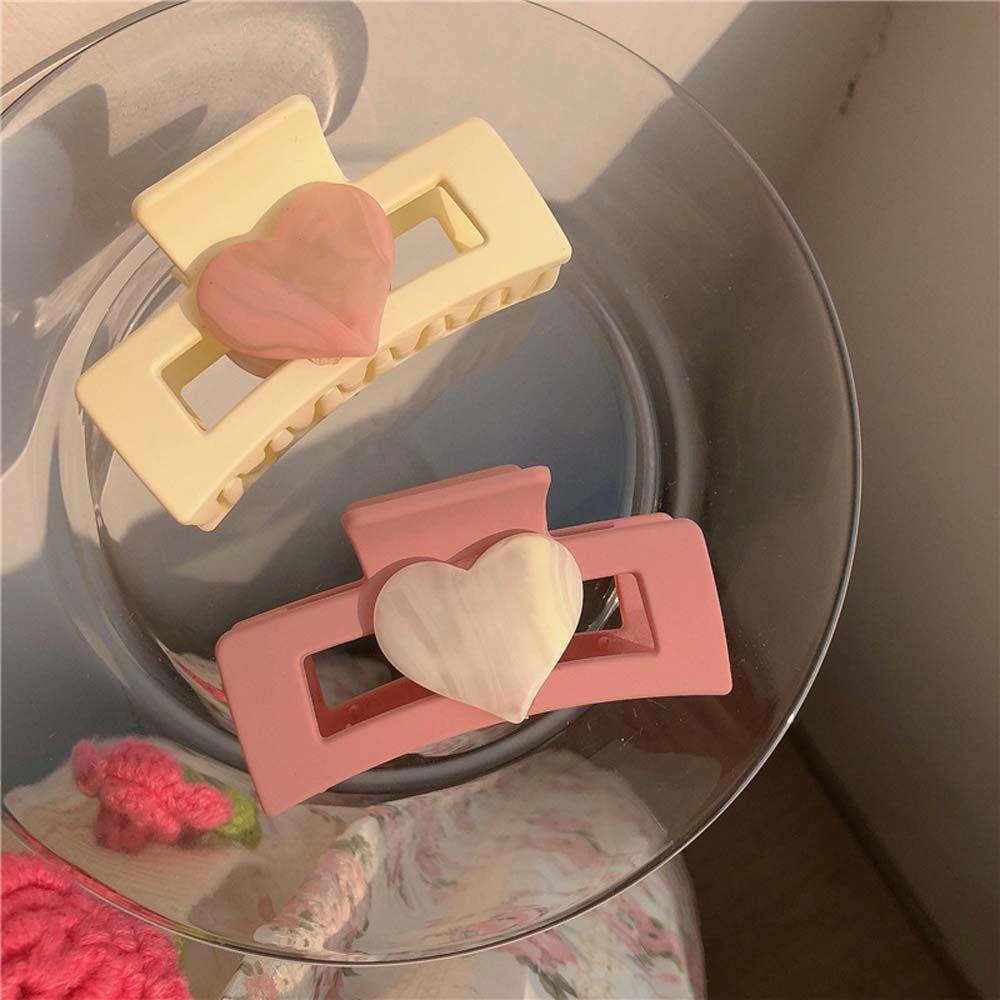 Kẹp Tóc Càng Cua Hình Trái Tim Đơn Giản Bằng Acrylic Cho Nữ