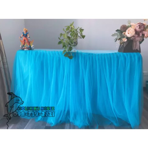 (MAY SẴN, TẶNG DÂY TREO) KHĂN QUÂY BÀN VOAN LƯỚI TRANG TRÍ BÀN TIÊC PARTY DECOR