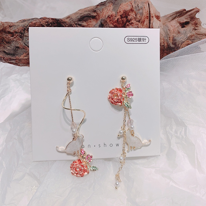 Bông Tai Hoa Đính Ngọc Trai Phong Cách Retro