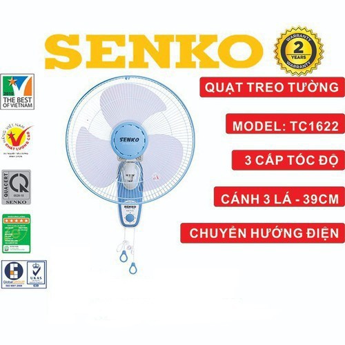 Quạt treo tường 2 dây Senko TC1626 chuyển hướng bằng động cơ điện (Màu ngẫu nhiên) sải cánh 40cm -BH Chính Hãng 24 tháng