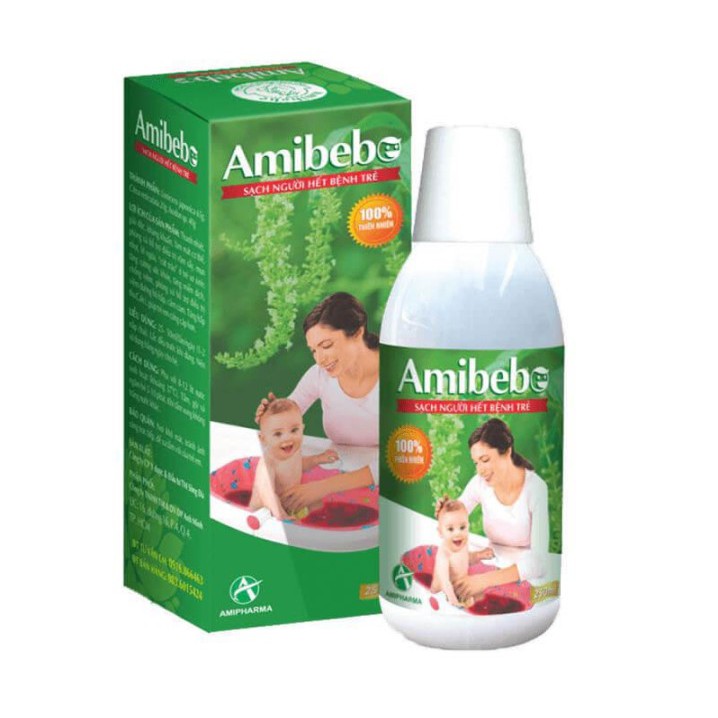 Nước Tắm Trẻ Em Amibebe - Giúp Loại Bỏ Rôm Sảy - Mụn Nhọt - Chai 250ml - Luxcare