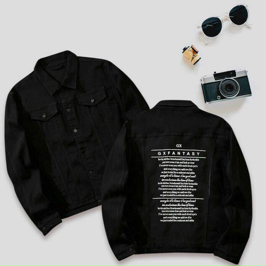 Áo khoác bò nam màu đen có hình sau lưng áo khoác rin nam vải jean đẹp chất