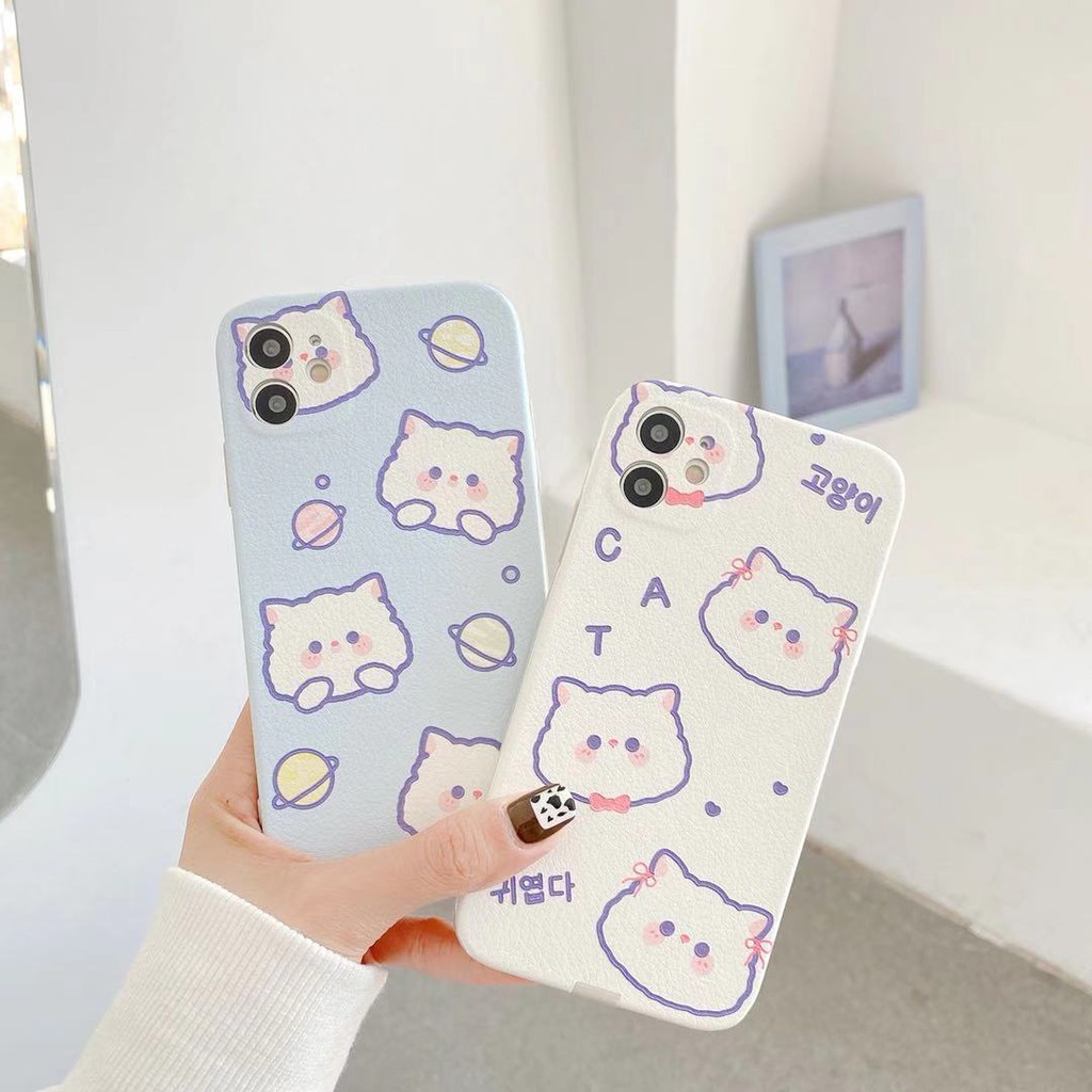 Ốp Onion cute cat vân da dẻo mịn Hàn Quốc dành cho iPhone 11 Pro Max 7 8 Plus X XsMax XR