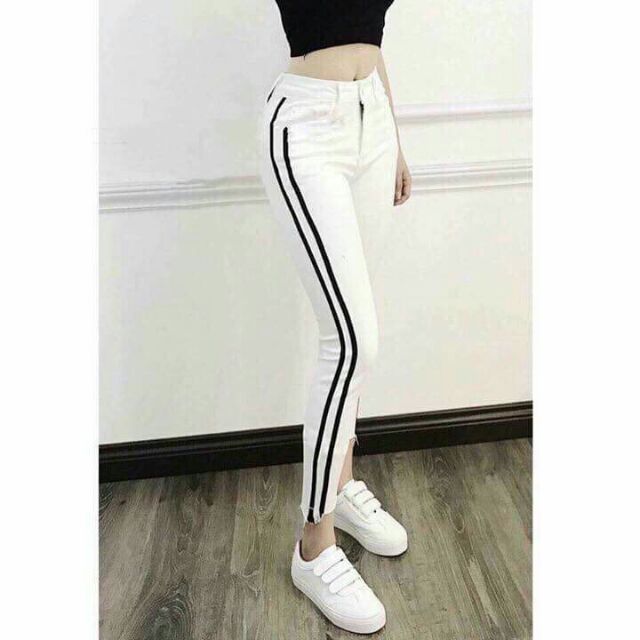 Quần beggy nữ, Quần kaki nữ lưng cao hai sọc thời trang | BigBuy360 - bigbuy360.vn