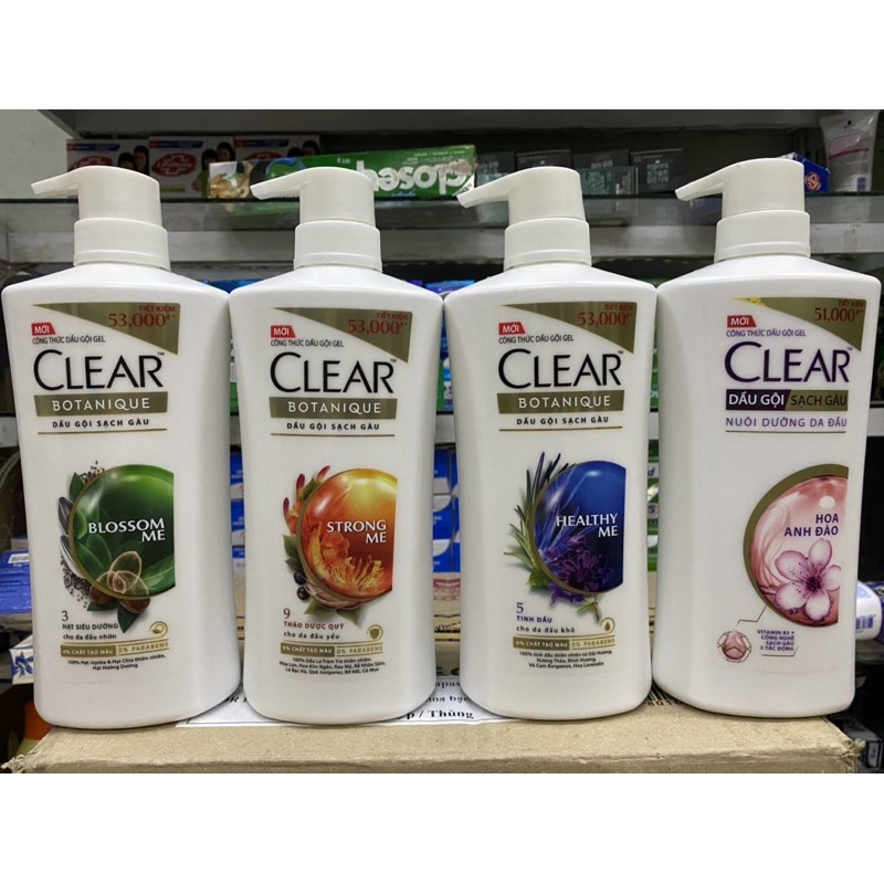 Dầu gội Clear 630g có 4 mầu như hình