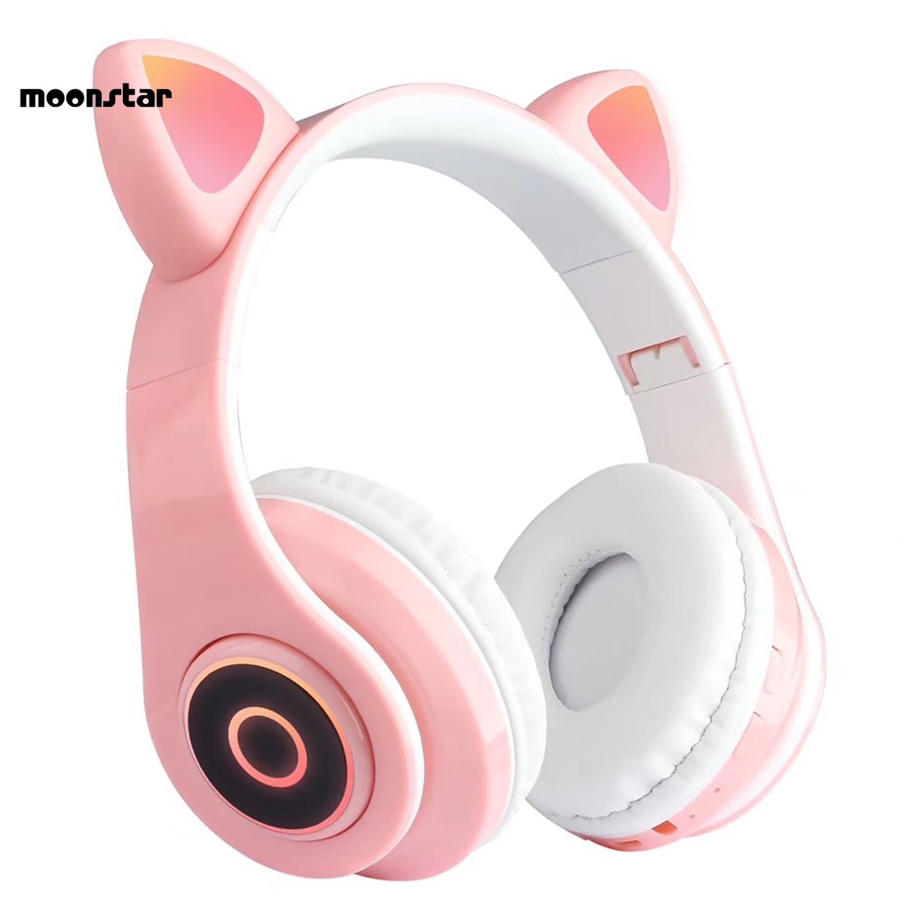 MS   Dual Stereo Channel Wireless Headset Flash Light Wireless Headset with Mic Ergonomic Design for Girl