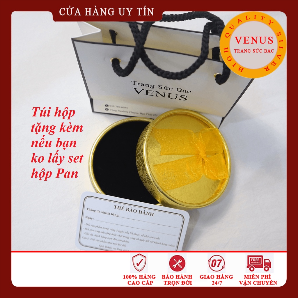 Vòng charm khóa vương miện xâu charm hoa daisy và tim trắng- Bạc 925 cao cấp- Trang sức bạc Venus