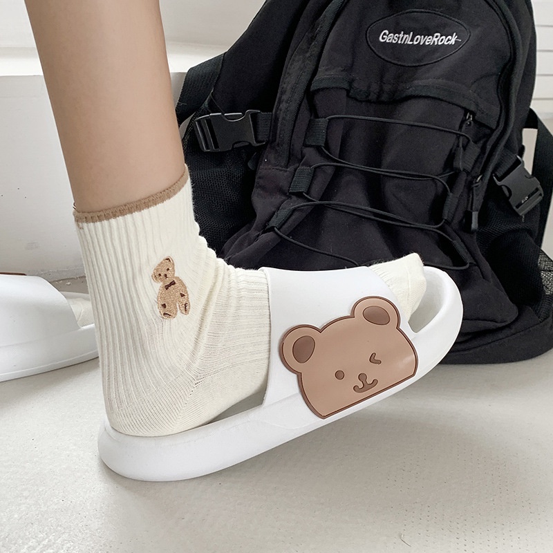 JY373-C3  - Dép cao su in hình bé gấu hướng ngoài, dép xinh hàng order giá hạt dẻ