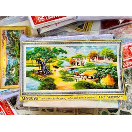 Tranh thêu chữ thập phong cảnh làng quê cây đa giếng nước sân đình MN0095 MN0096 MN0097 LV3311 LV3310 LV3312