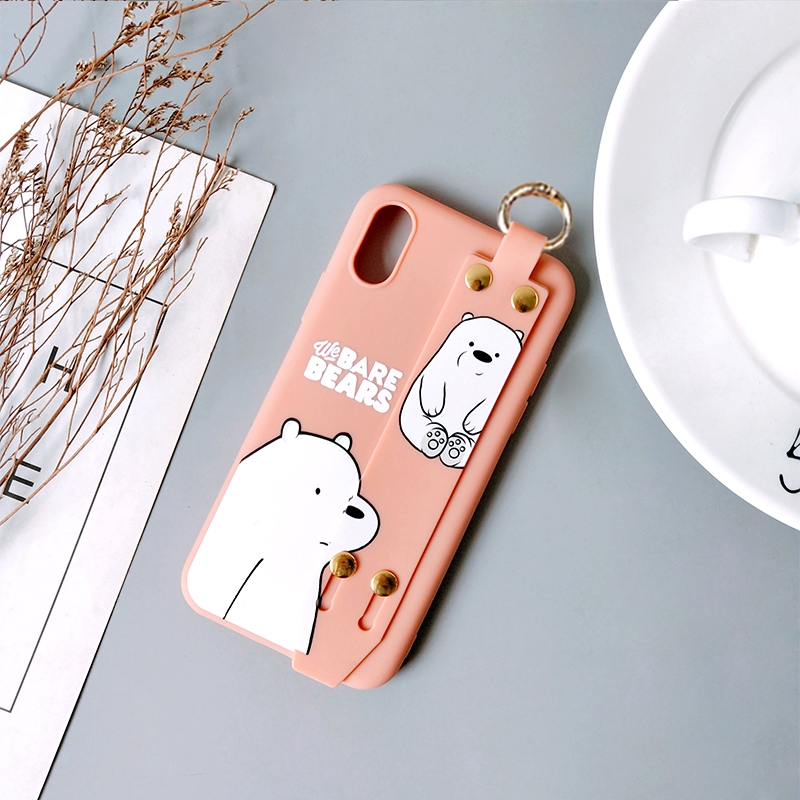 Ốp điện thoại silicon dẻo kèm dây đeo cổ tay in hình cho iPhone XR X XS XSMax 6 6s 7 8 6plus 8plus 11 11Pro 11Promax 12 12Pro 12Promax 13 14