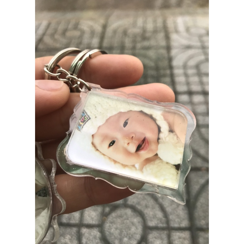 MÓC KHÓA viền hoa văn mica trong suốt  dày 6mm IN HÌNH THEO YÊU CẦU - chất liệu mica 3mm x 2 mặt = 6mm dày siêu đẹp, hàn