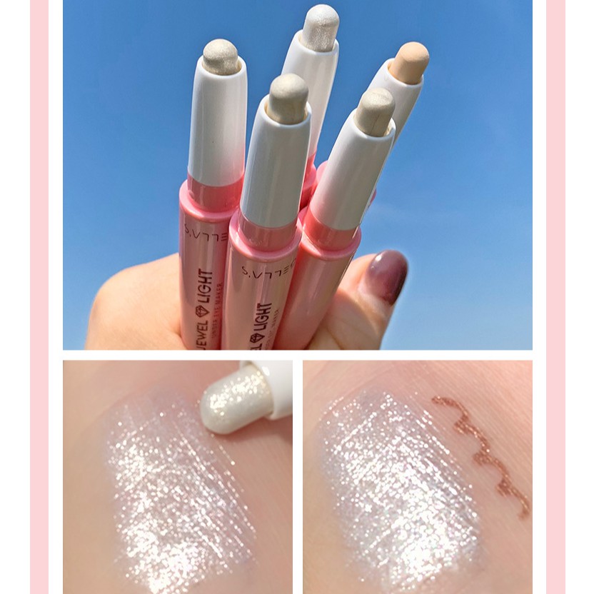 [Hàng mới về] Bút phấn mắt kẻ mắt Gella's Jewel Light 2 đầu màu lì ánh nhũ trang điểm bọng mắt