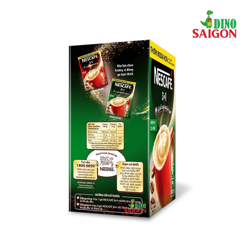 Hộp 20 Gói Cà Phê Rang Xay Hòa Tan Nescafé 3in1 Đậm Vị Cà Phê (17g/gói)