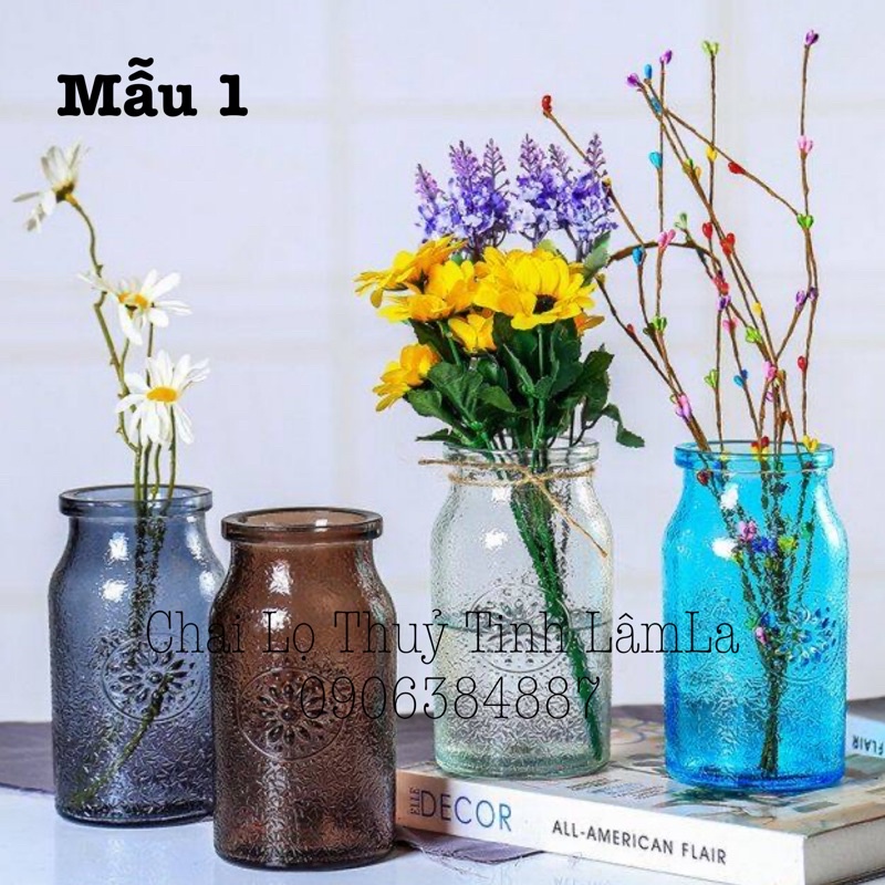 Bình Bông Thuỷ Tinh Màu Cắm Bông Trang Trí | Nhiều Mẫu