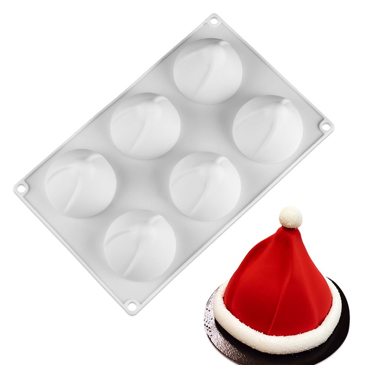 Khuôn Silicone 6 Ngăn Làm Bánh Mousse Hình Nón Giáng Sinh
