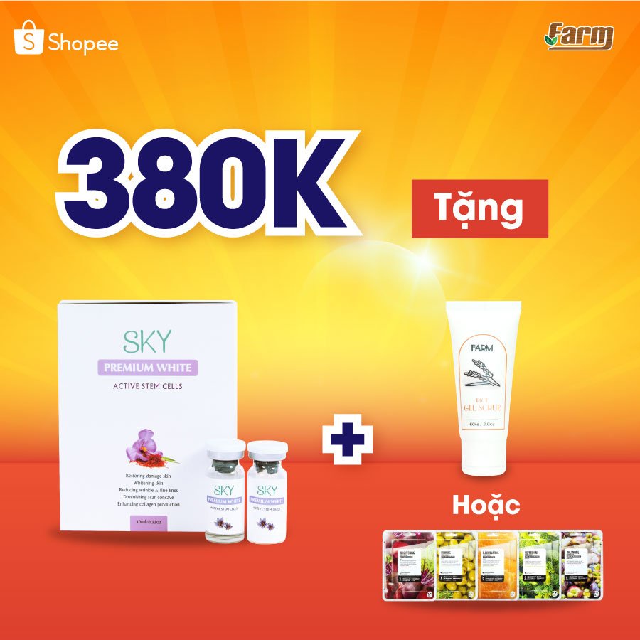 Siêu Serum Nhụy Hoa Nghệ Tây SKY + Tặng 5 Mask Farm Skin Hoặc Tẩy Tế Bào Chết Gạo