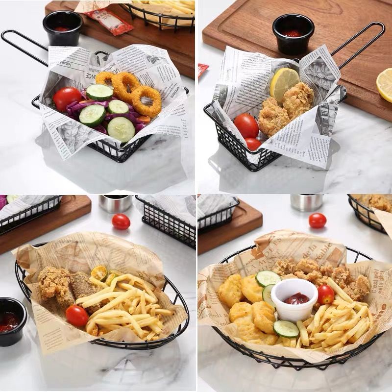 Rổ Sắt Màu Đen Đựng Khoai Tây Chiên Phong Cách Mỹ