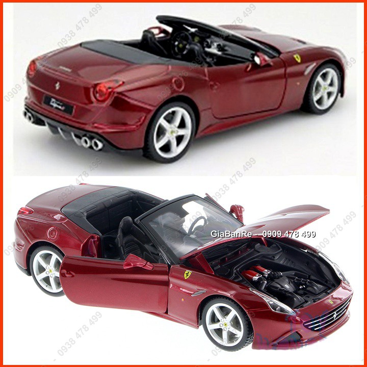 Xe Mô Hình Kim Loại Ferrari California T Mui Kín Tỉ Lệ 1:24 -  Bburago - Đỏ Đậm - 8169.1