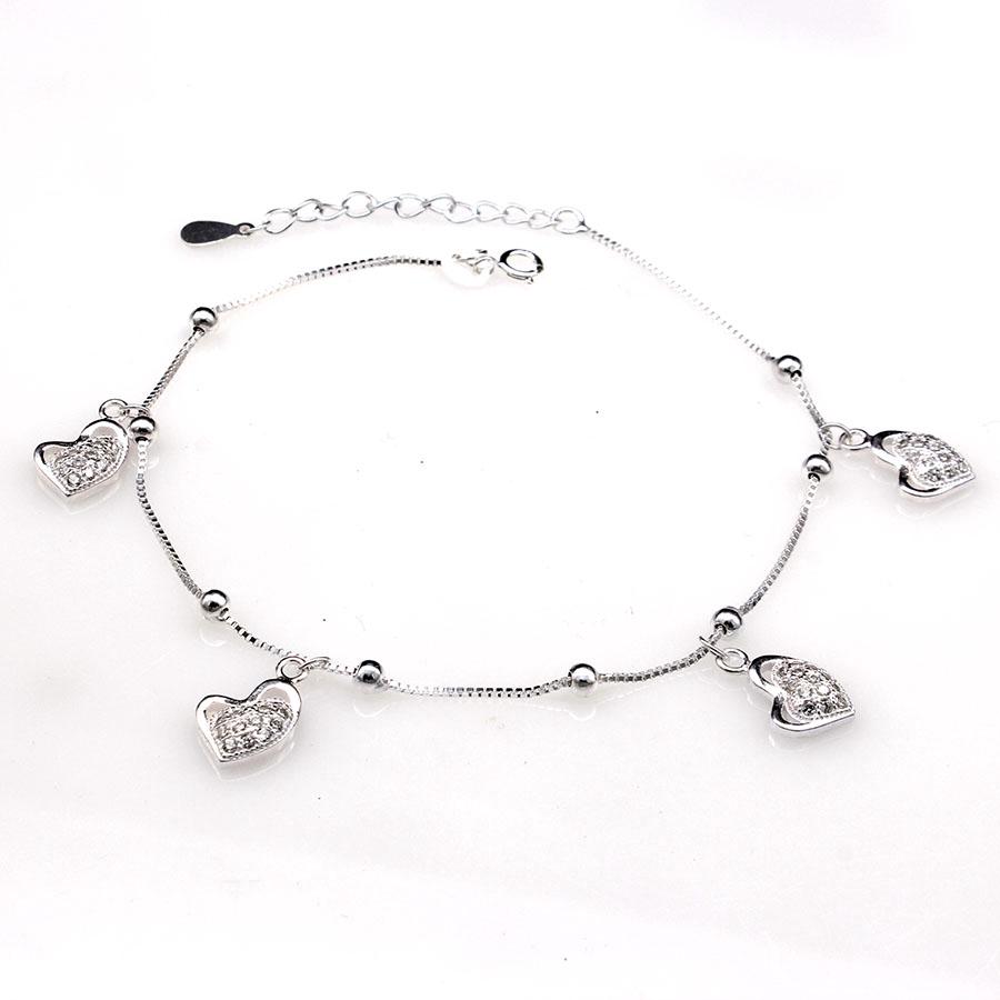 Lắc chân nữ bạc hiểu minh lc199 trái tim bạc ý