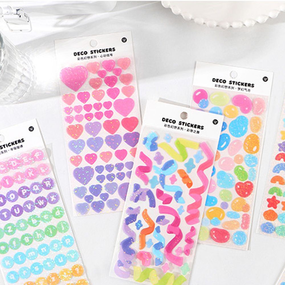 Miếng dán trang trí sổ tay họa tiết hoạt hình màu laser trái tim chống thấm nước