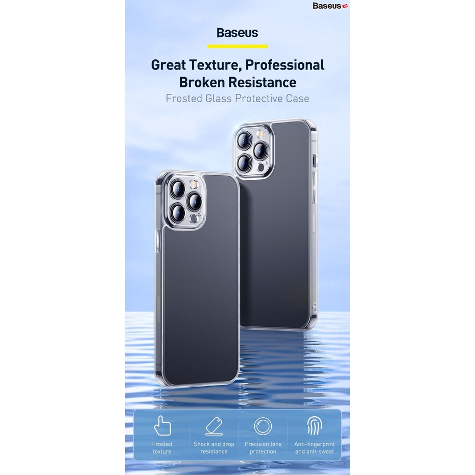 Ốp lưng kính cường lực nhám chống vân tay iPhone 13 Series Baseus Frosted Glass Protective Case