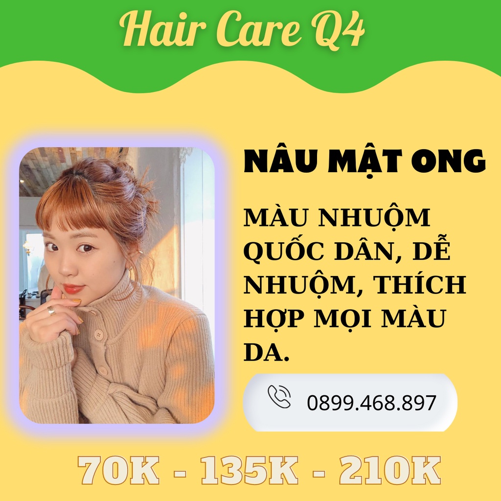 Thuốc nhuộm tóc màu nâu mật ong, nâu gỗ, nâu vàng sáng - Hair Care Q4