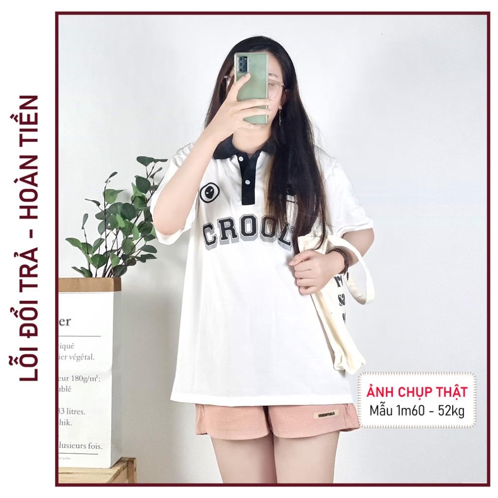 Áo thun Polo tay lỡ SAM CLO có cổ form rộng phông freesize dáng unisex mặc cặp, nhóm, lớp, đi học in NGÔI SAO CROOL *